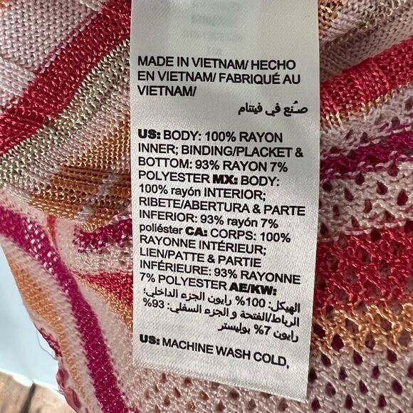 Chico’s Pink Wave Stripe Tassel Boho Open Front Cardigan Size XXL - Picture 12 of 12